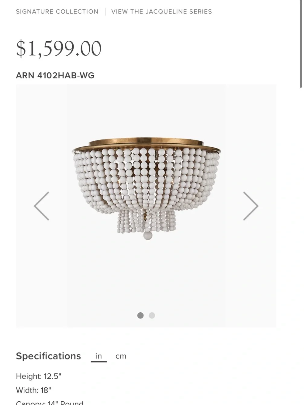 Jacqueline White Beaded Flush Mount Chandelier
